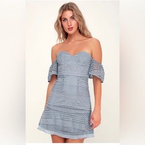 Lulus powder blue Bardot dress size 6